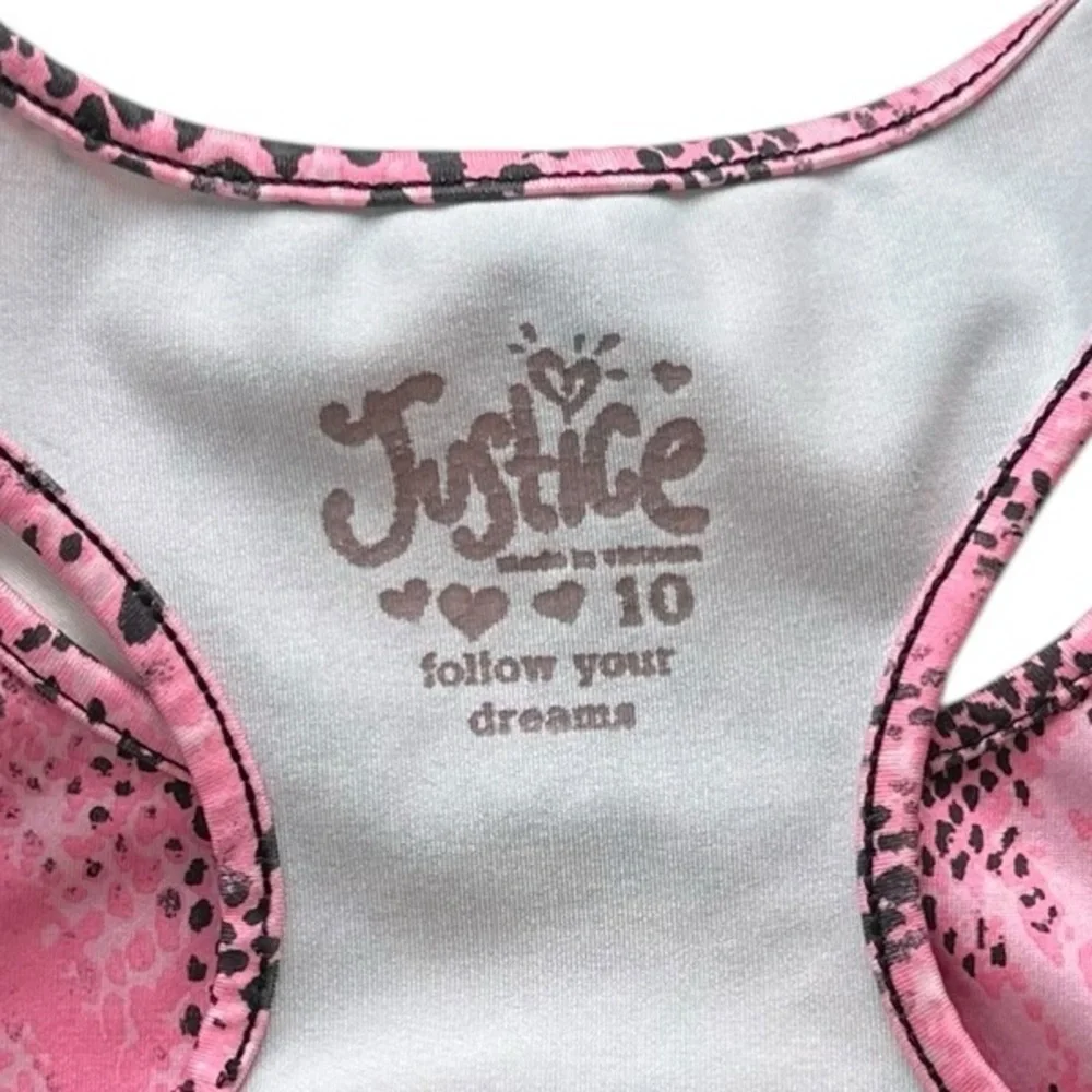 Justice Pink and Black Snake-Print Athletic Razor Back Bra (girl size 10)